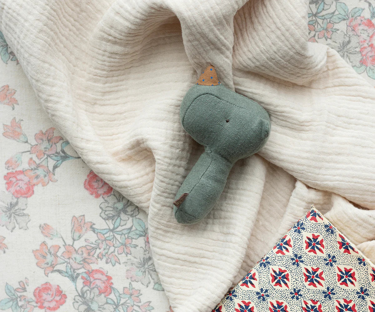 Maileg - Baby-Rassel Nashorn blau