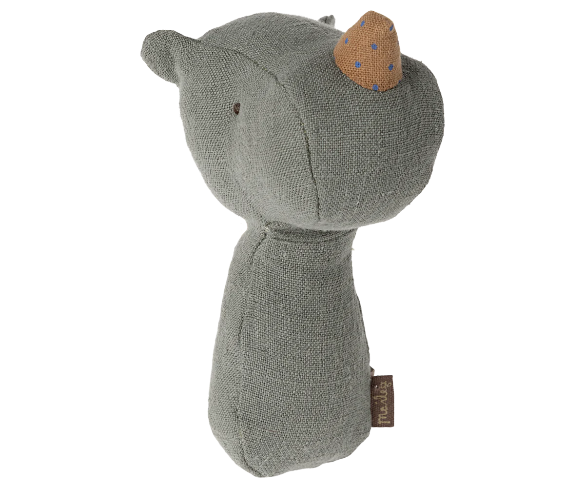 Maileg - Baby-Rassel Nashorn blau