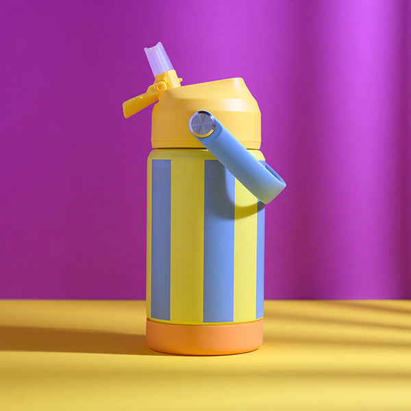 Ava & Yves - Kinder Trinkflasche Streifen gelb-hellblau 350ml