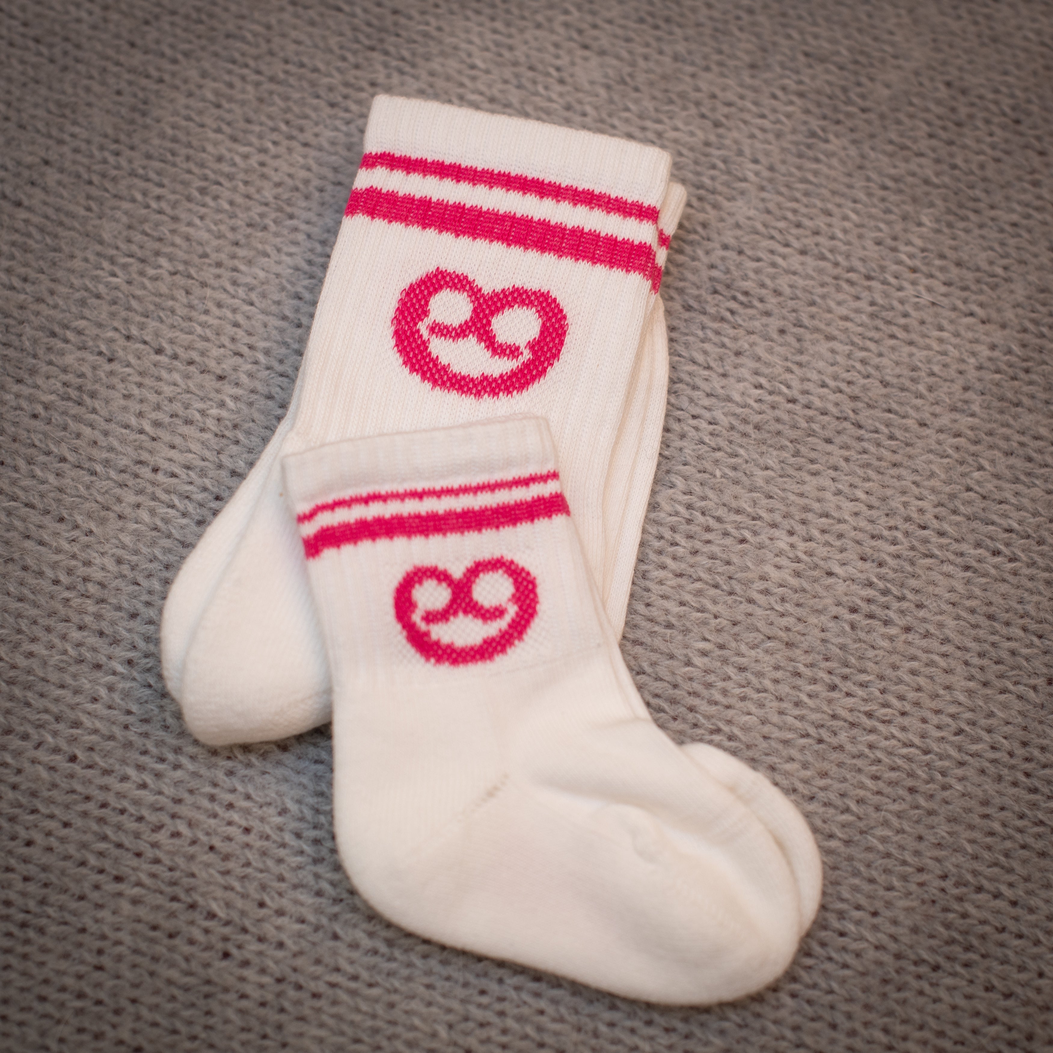 AURYN - Brezen- Socken weiss/ pink - Partnerlooksocken MINI & ME