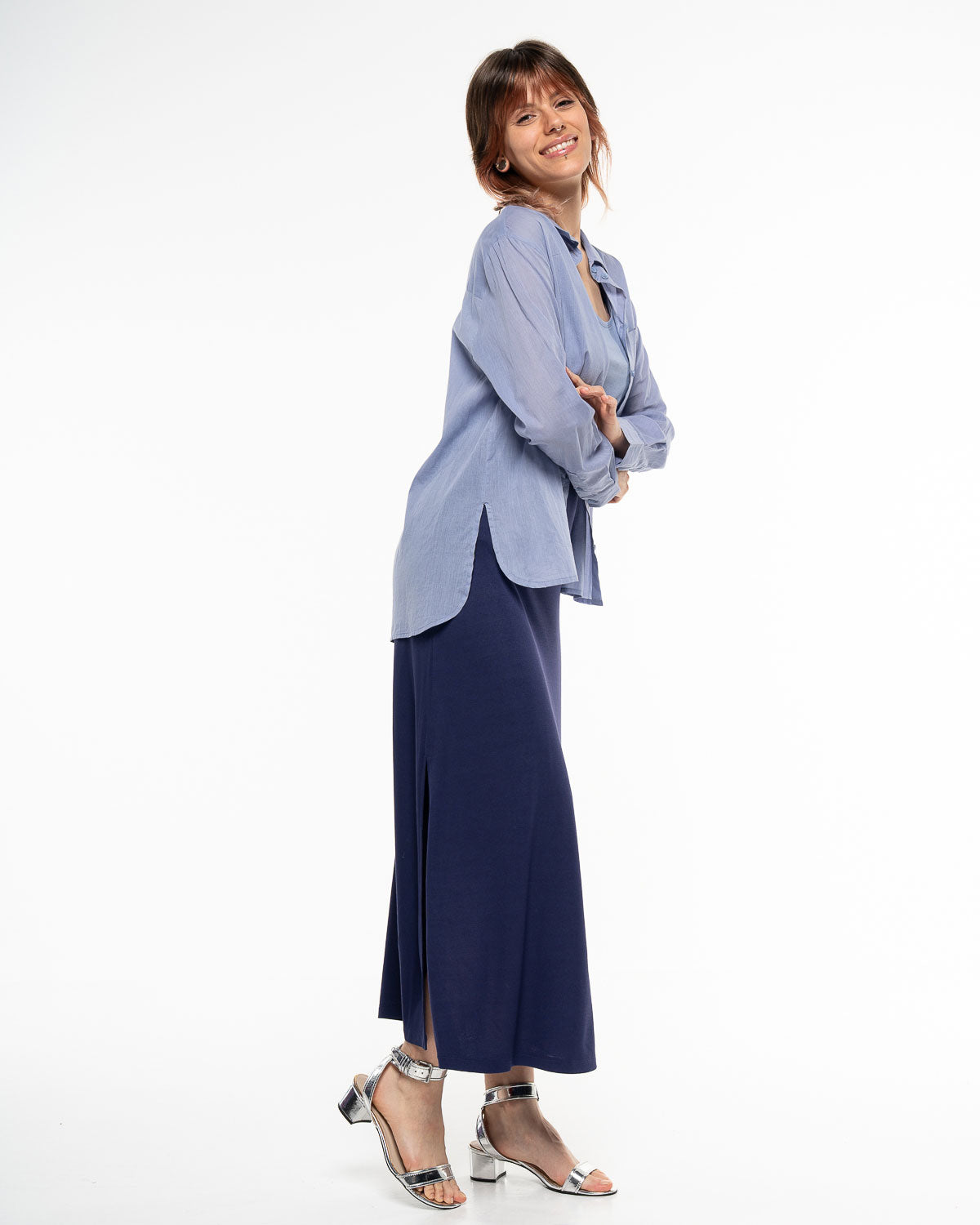 Alma & Lovis - Hemdbluse Bio-Baumwolle blau