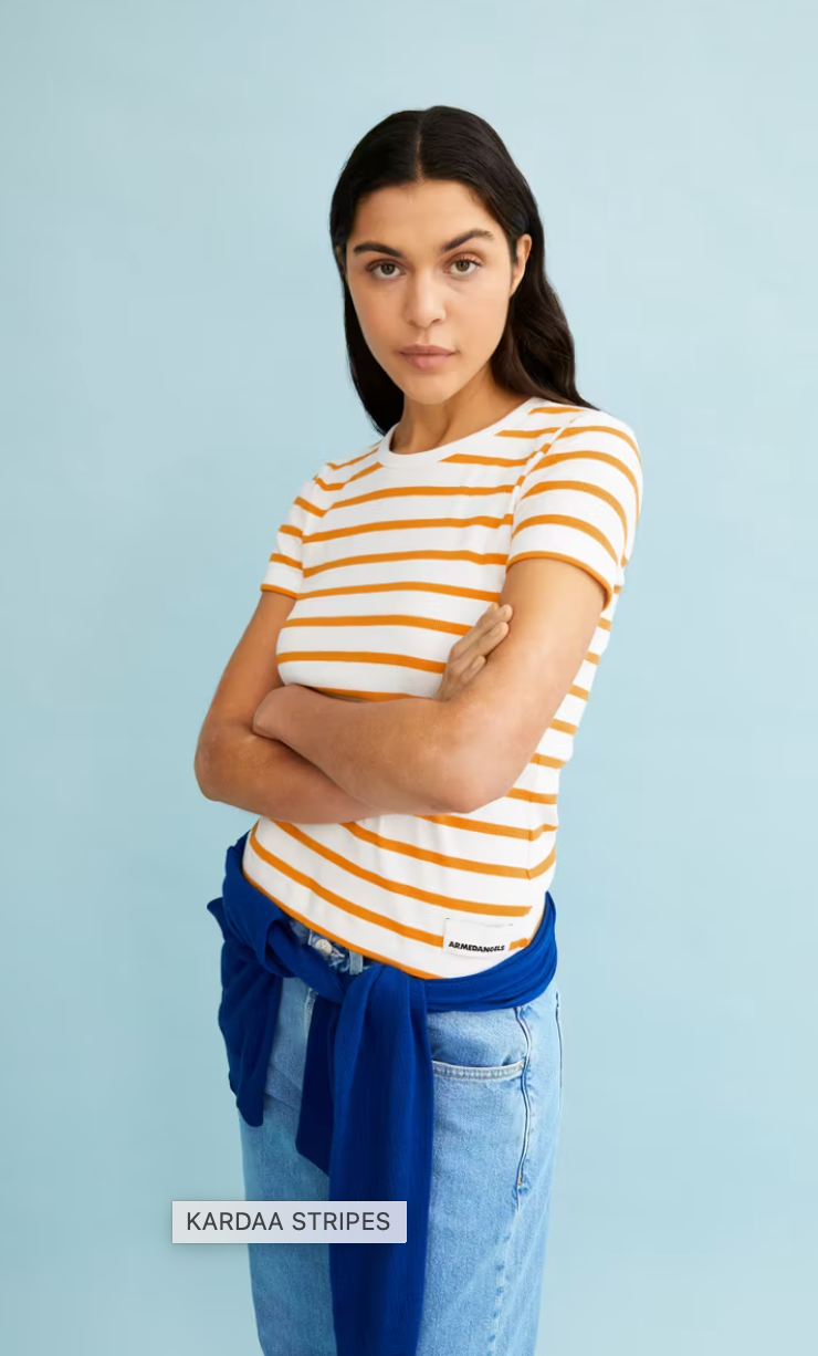 Armedangels - T-Shirt KARDAA weiss orange gestreift