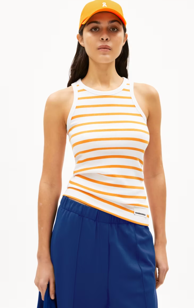 Armedangels - Top Kanitaa weiss-orange gestreift