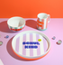 Porzellanset Schulkind Stripes flieder und pink ava & Yves