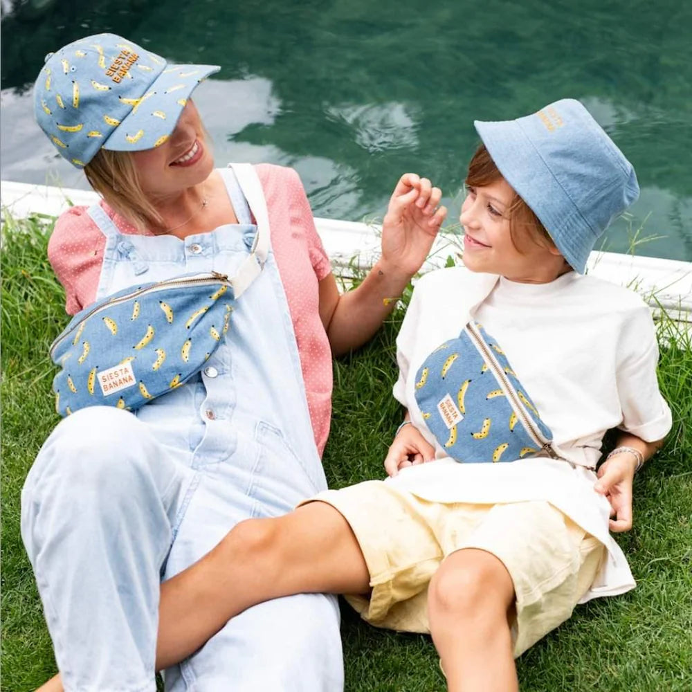 Chamaye - Große Bauchtasche aus Baumwolle, Bananenprint MINI & ME