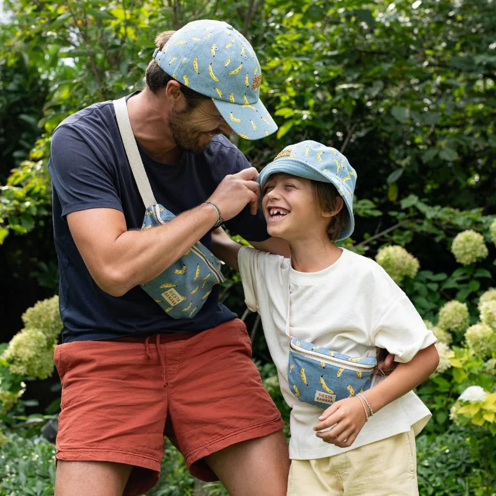 Chamaye - Große Bauchtasche aus Baumwolle, Bananenprint MINI & ME