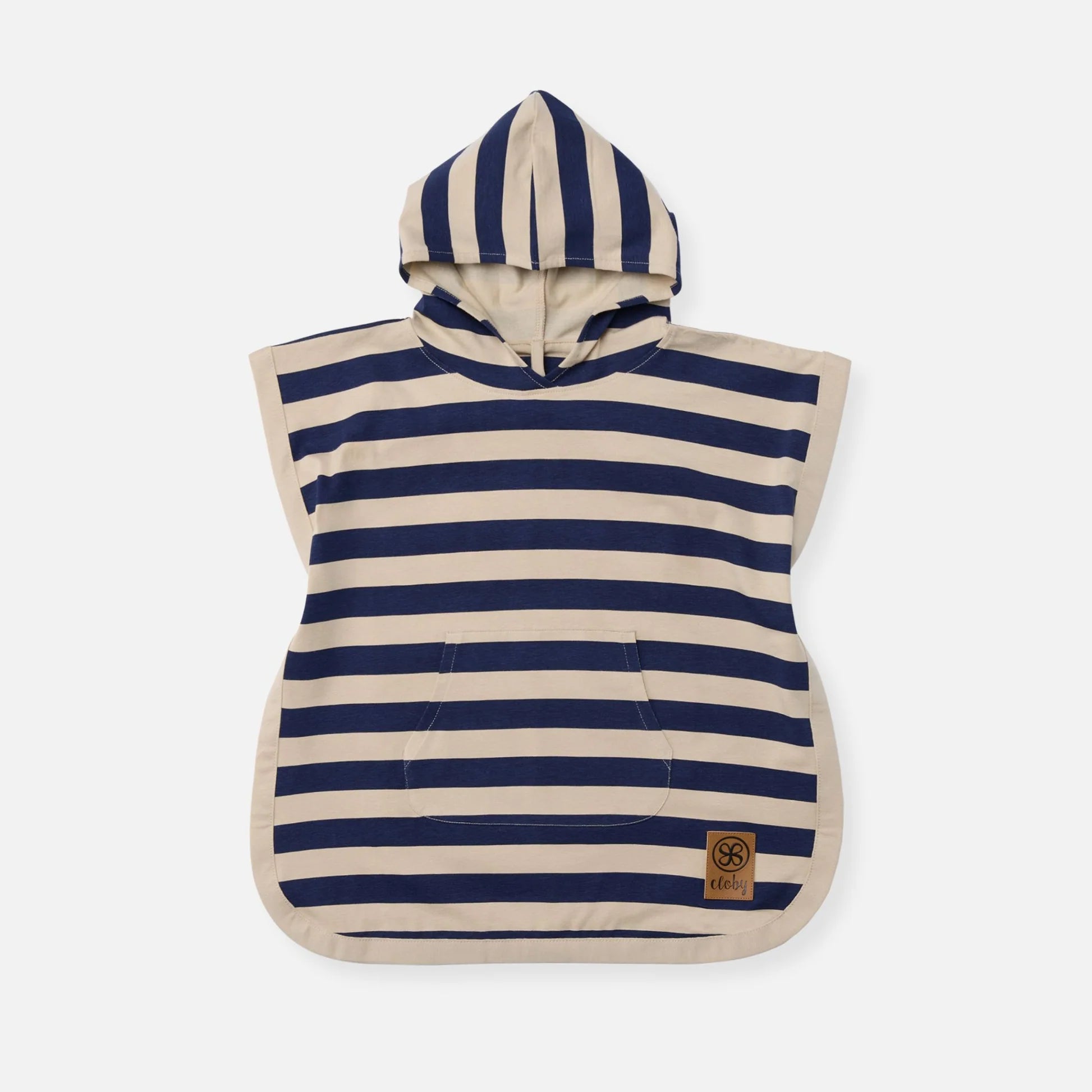 Cloby - Baby Poncho mit UV-Schutz 50 Streifen blau/beige