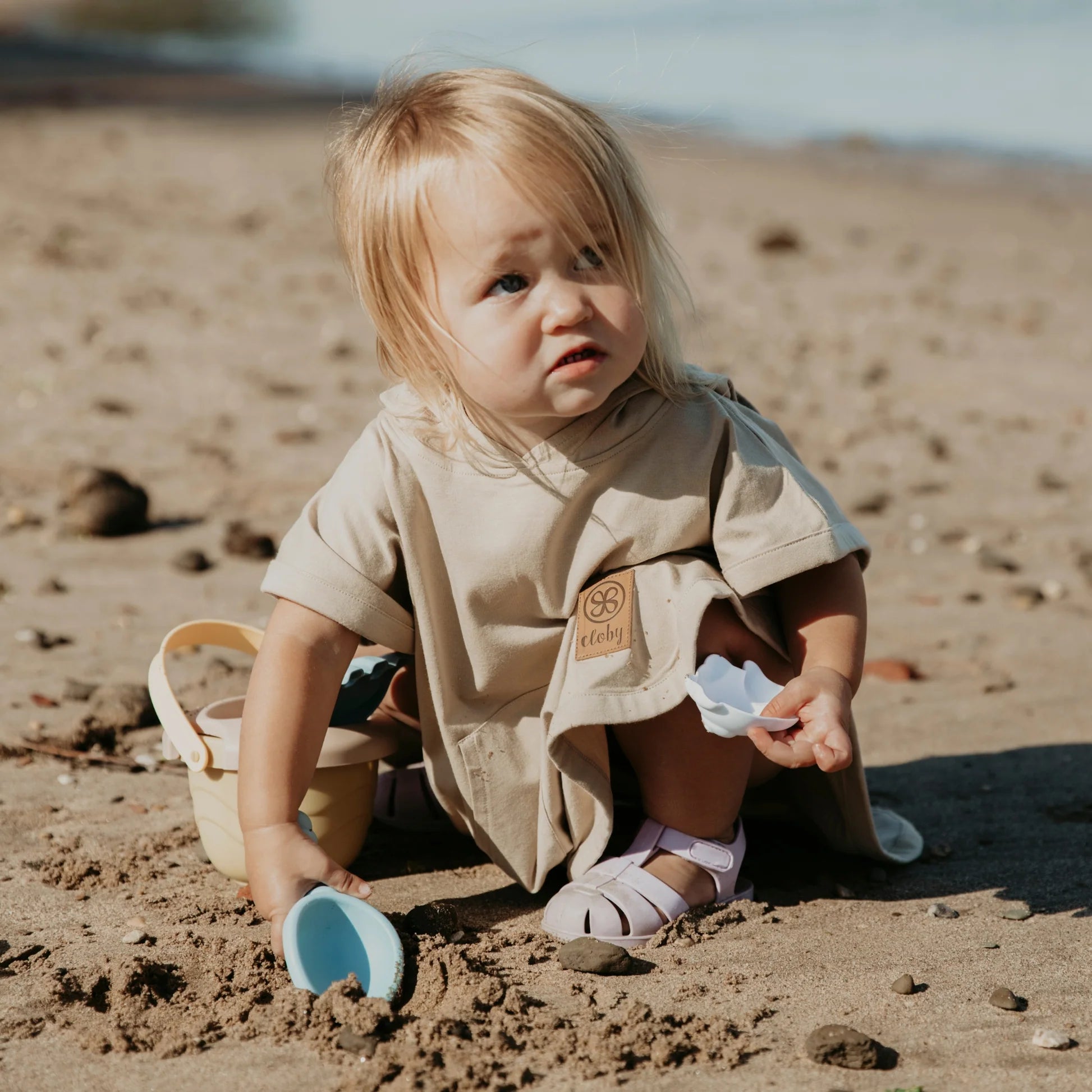 Cloby - Kinder Poncho mit UV-Schutz 50 "Sandy Beach" beige