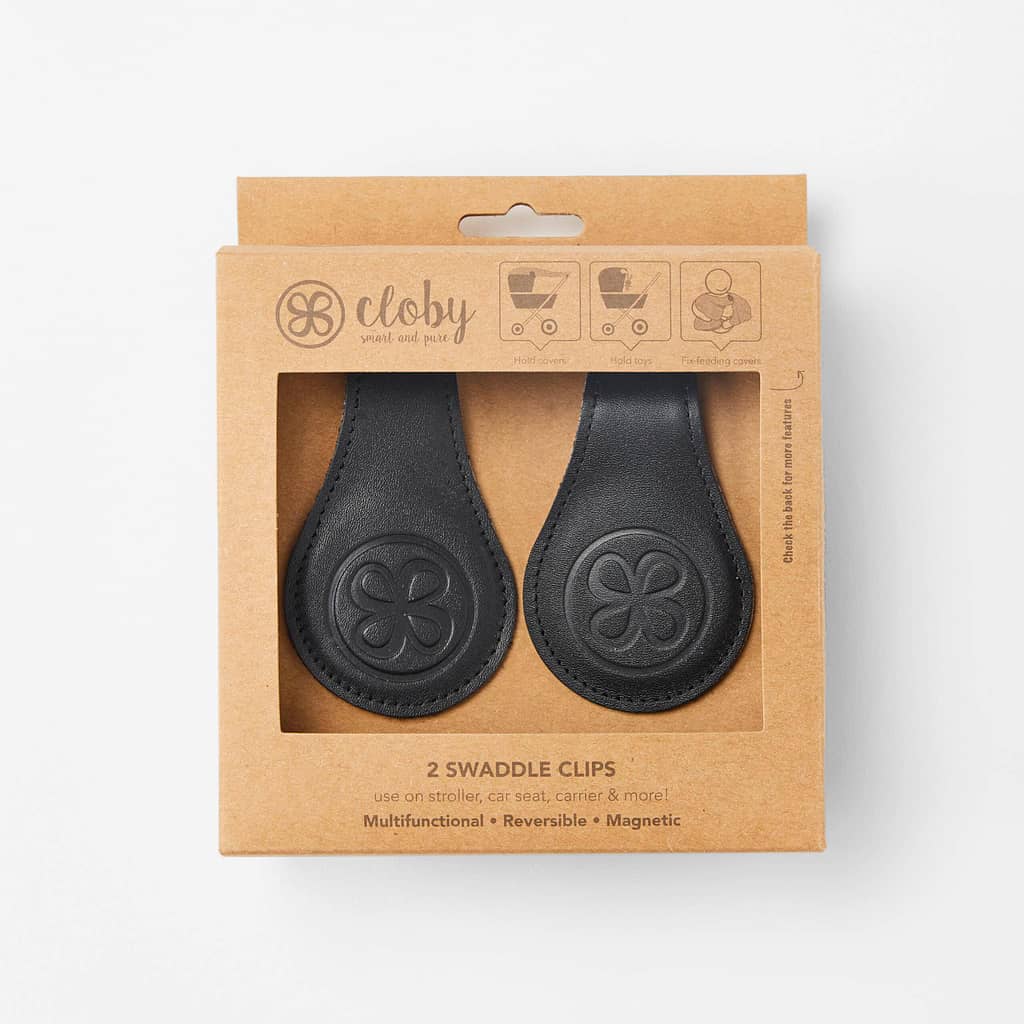 Cloby - Wendbare Leder Magnetclips schwarz