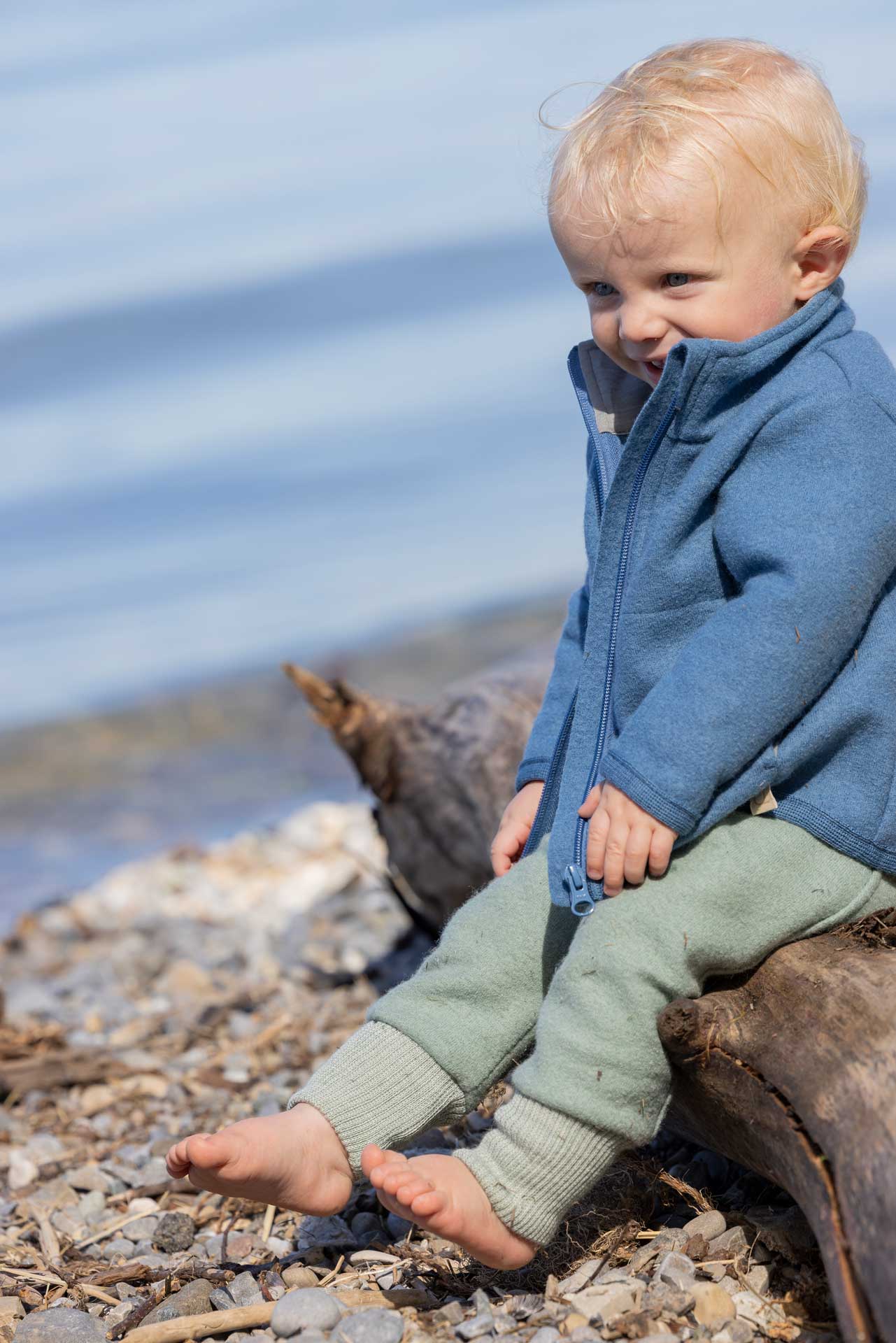 Disana - Baby Zipper Jacke blau 100% Schurwolle