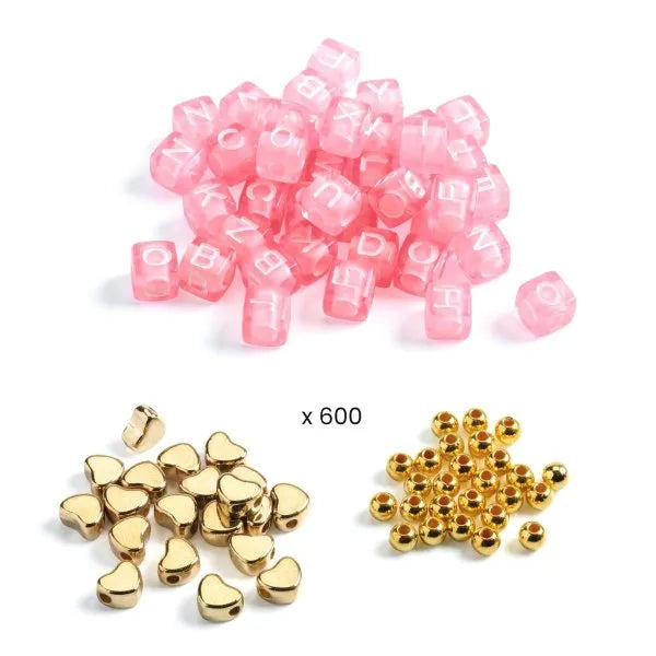 Djeco - Bastelset Perlen & Buchstaben gold