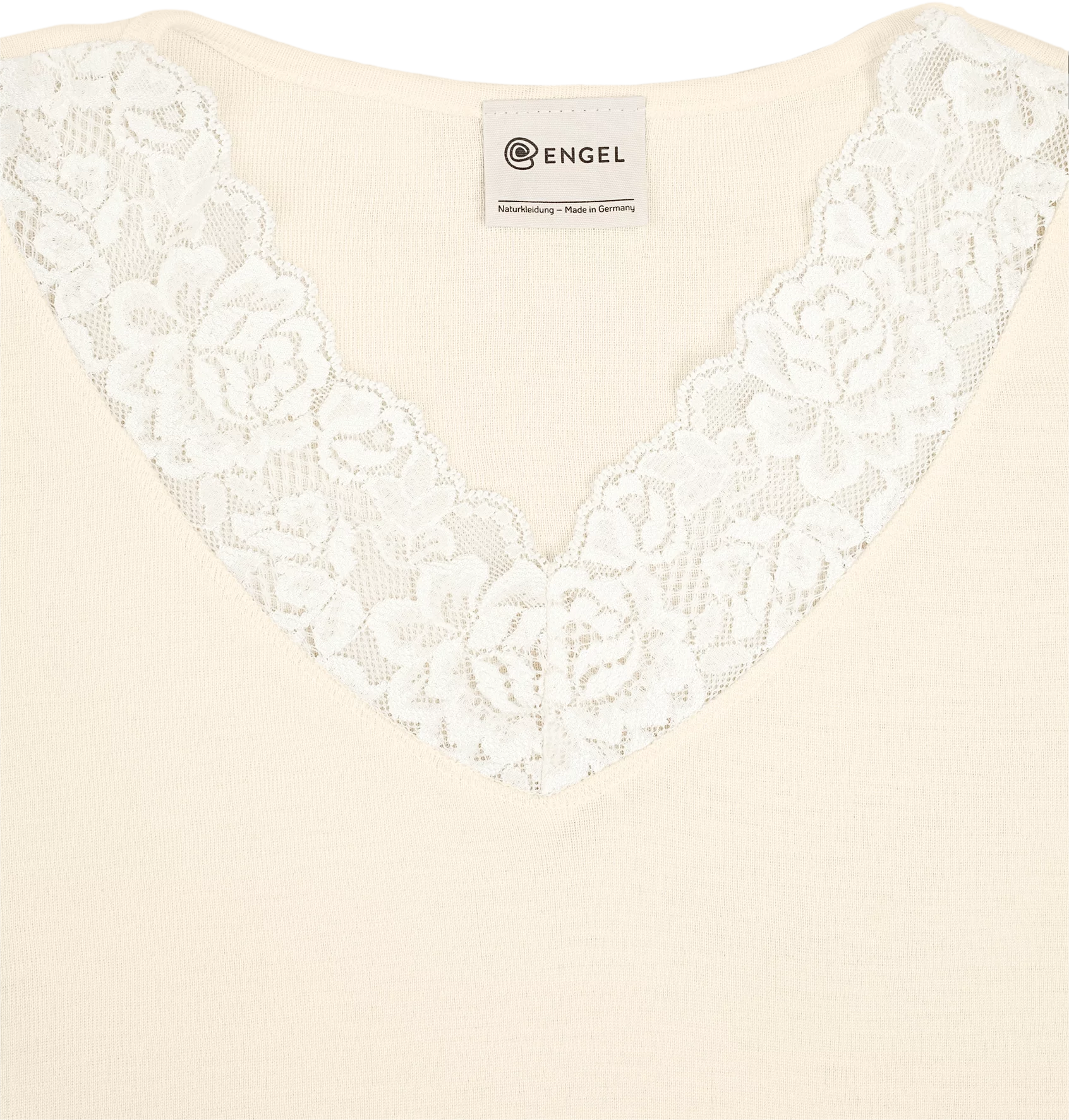 Engel - Damen Langarmshirt Wolle/Seide mit Spitze natur