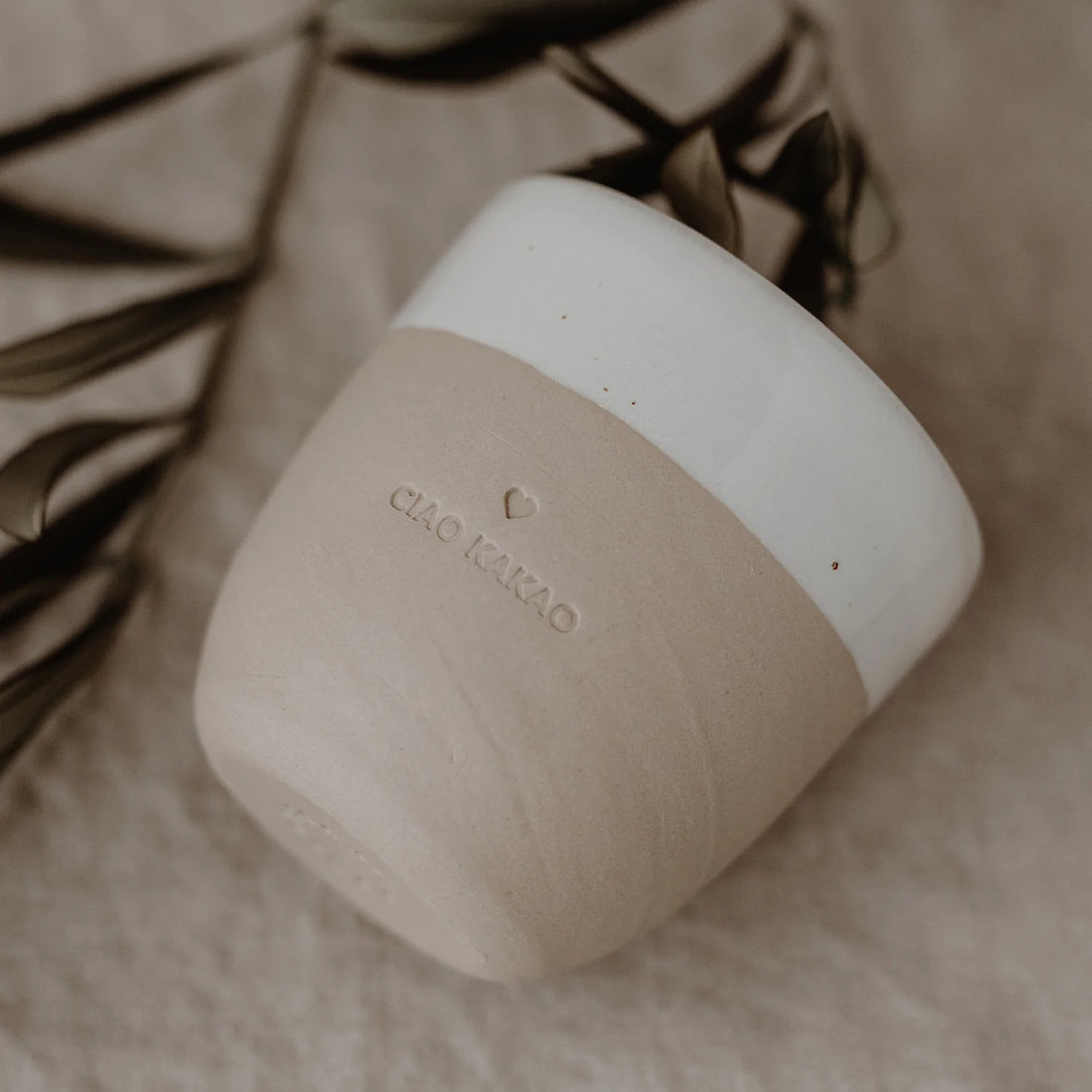 Eulenschnitt - handgemachter kleiner Becher ciao kakao