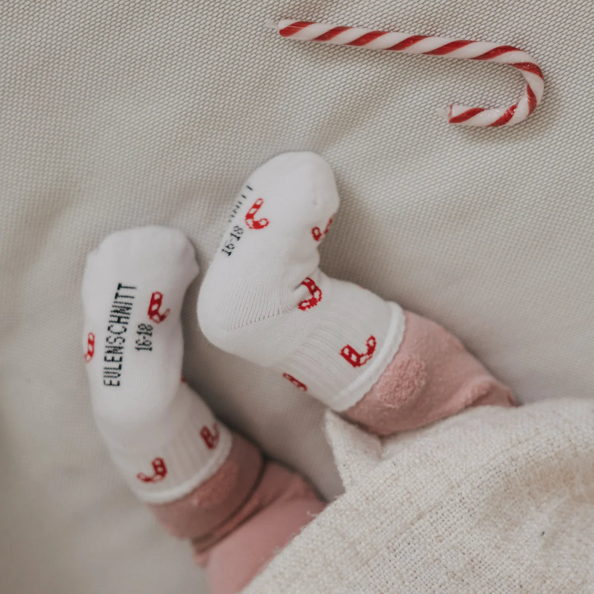 Eulenschnitt - Baby Socken Zuckerstangen MINI & ME