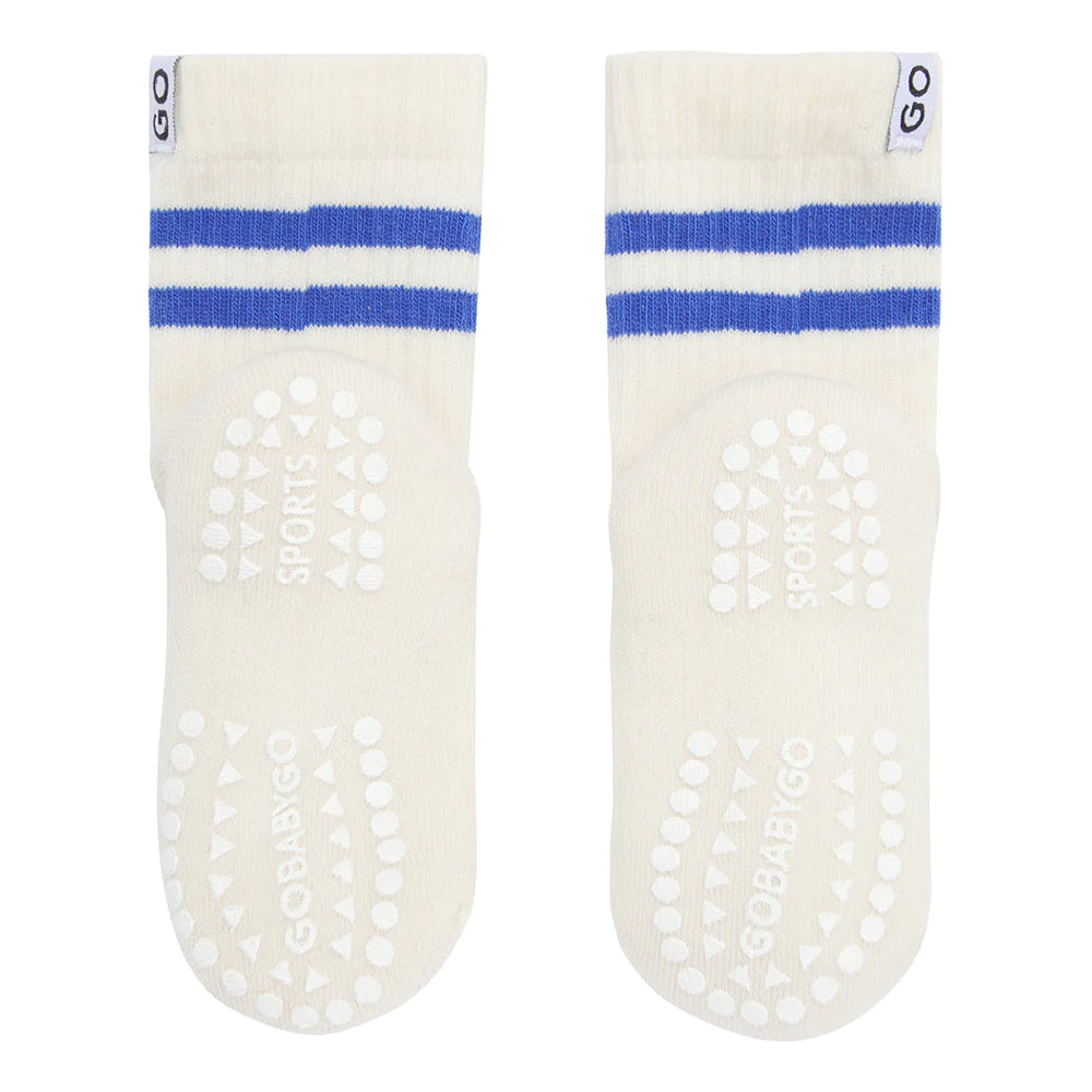 Go Baby Go - Sport Stoppersocken weiß/ blau Mini & Me Kinder-Damen-Herren Socken