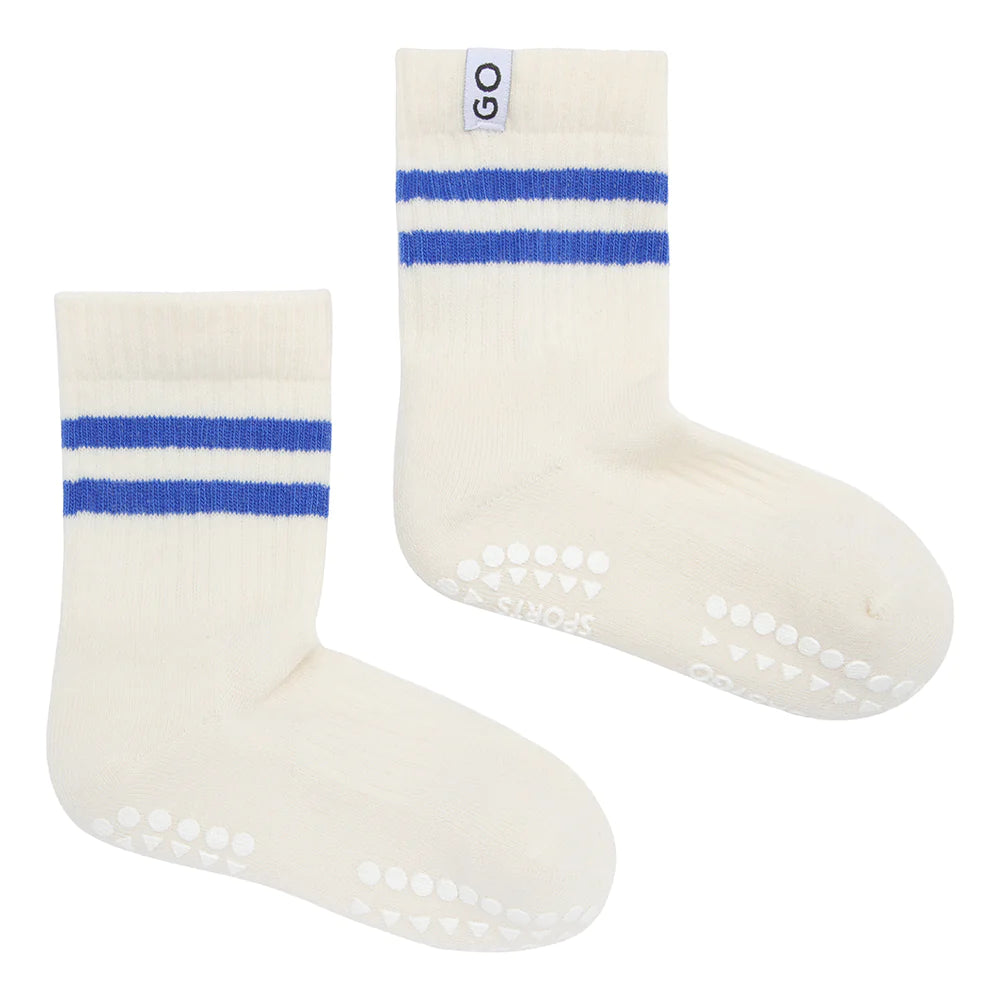 Go Baby Go - Sport Stoppersocken weiß/ blau Mini & Me Kinder-Damen-Herren Socken