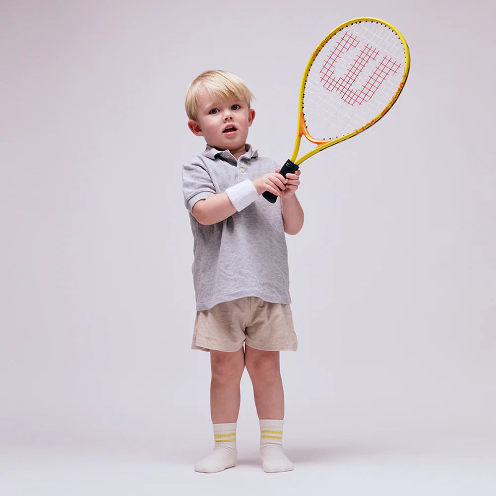 Go Baby Go - Sport Stoppersocken weiß/ gelb Mini & Me