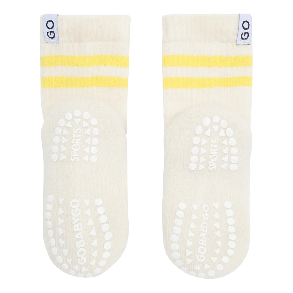 Go Baby Go - Sport Stoppersocken weiß/ gelb Mini & Me