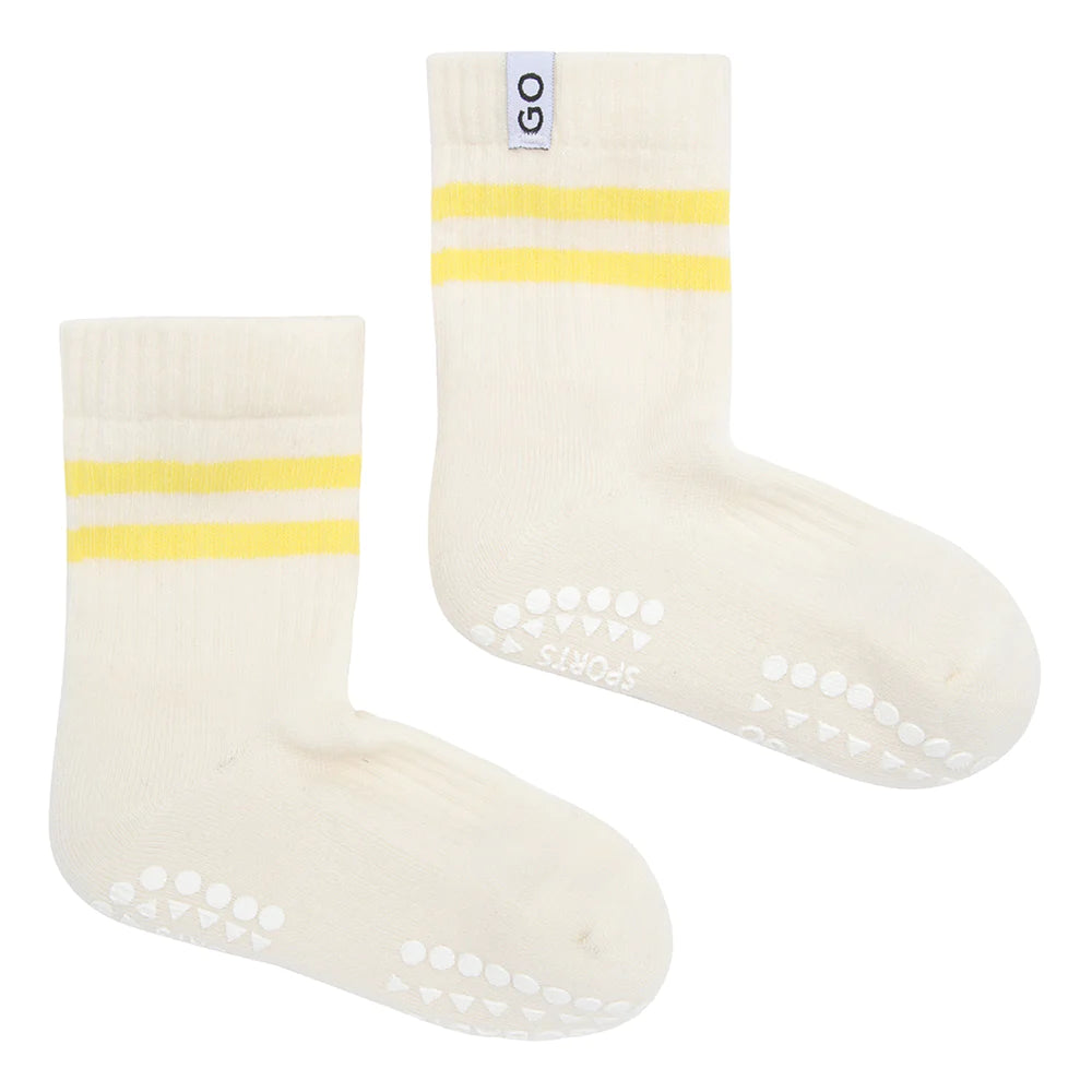 Go Baby Go - Sport Stoppersocken weiß/ gelb Mini & Me