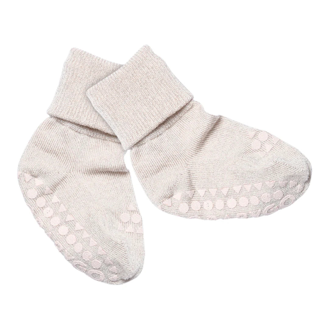 Go Baby Go - Bambus Stoppersocken silber Glitzer
