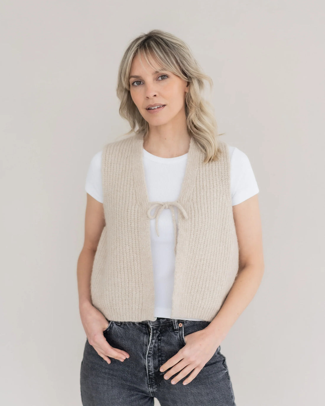 Halfen-Damen-Veste-Strick-Beige