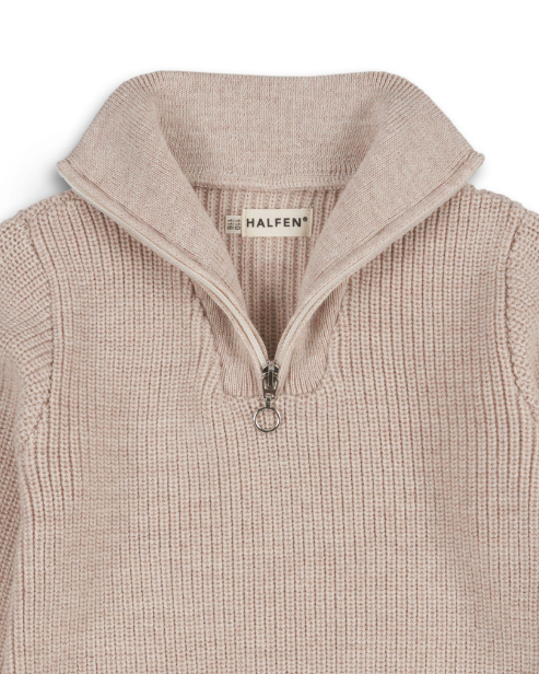Halfen - Kinder Wollpullover mit Reisverschluss natur
