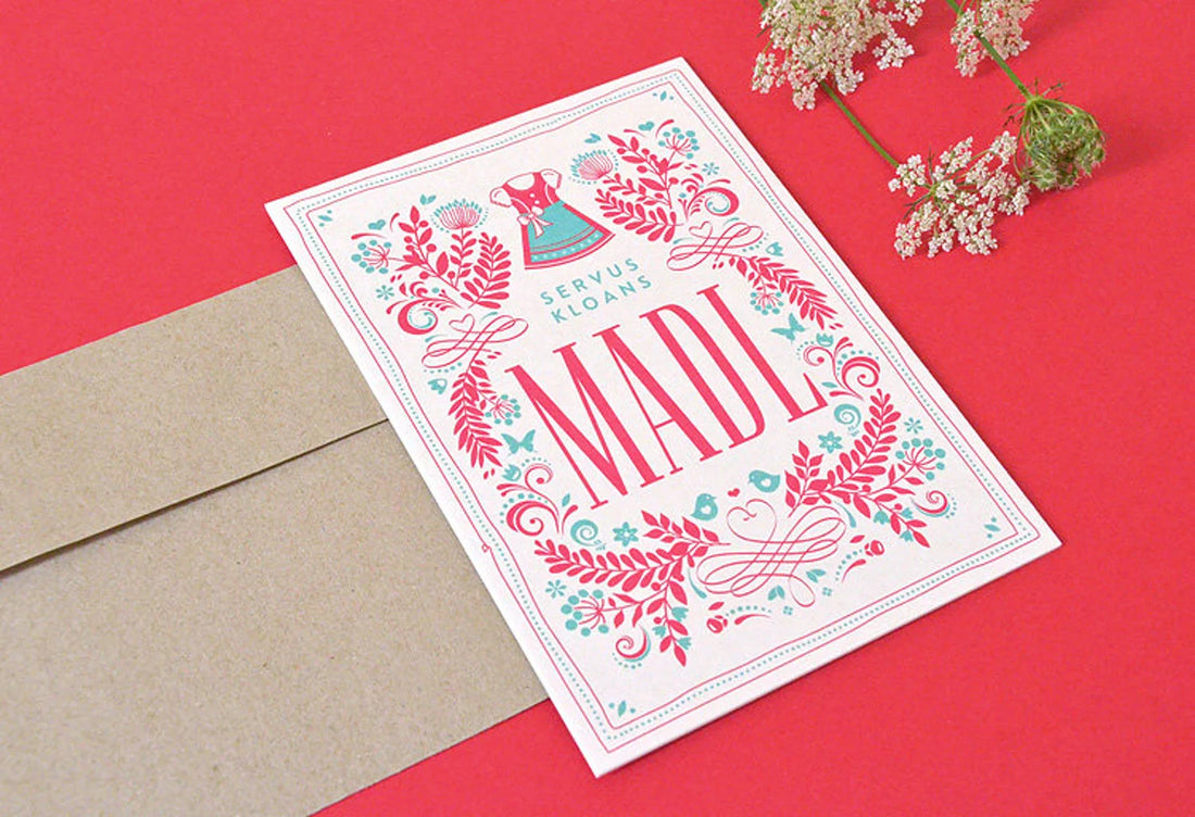 Heimatformat - Klappkarte Geburtskarte Servus kloans Madl