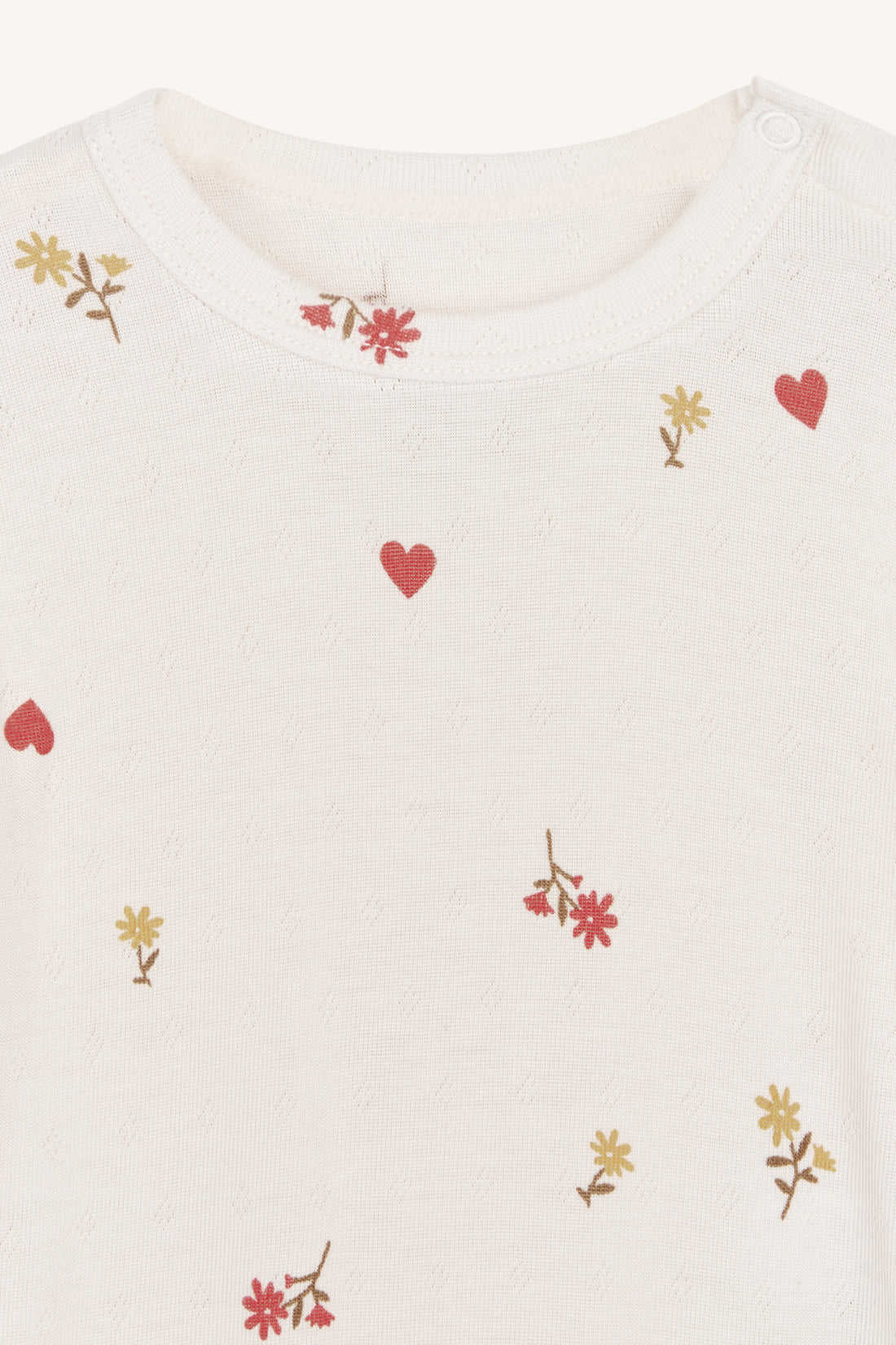 Hust & Claire - Baby Body Buller Bambus natur mit Blumen & Herzen