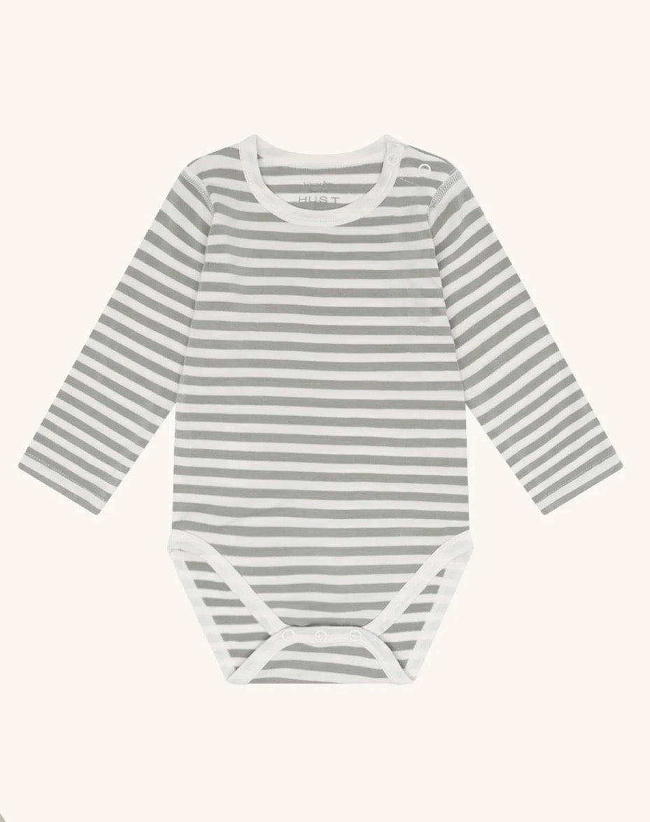 Hust & Claire - Baby Body grau-weiß gestreift