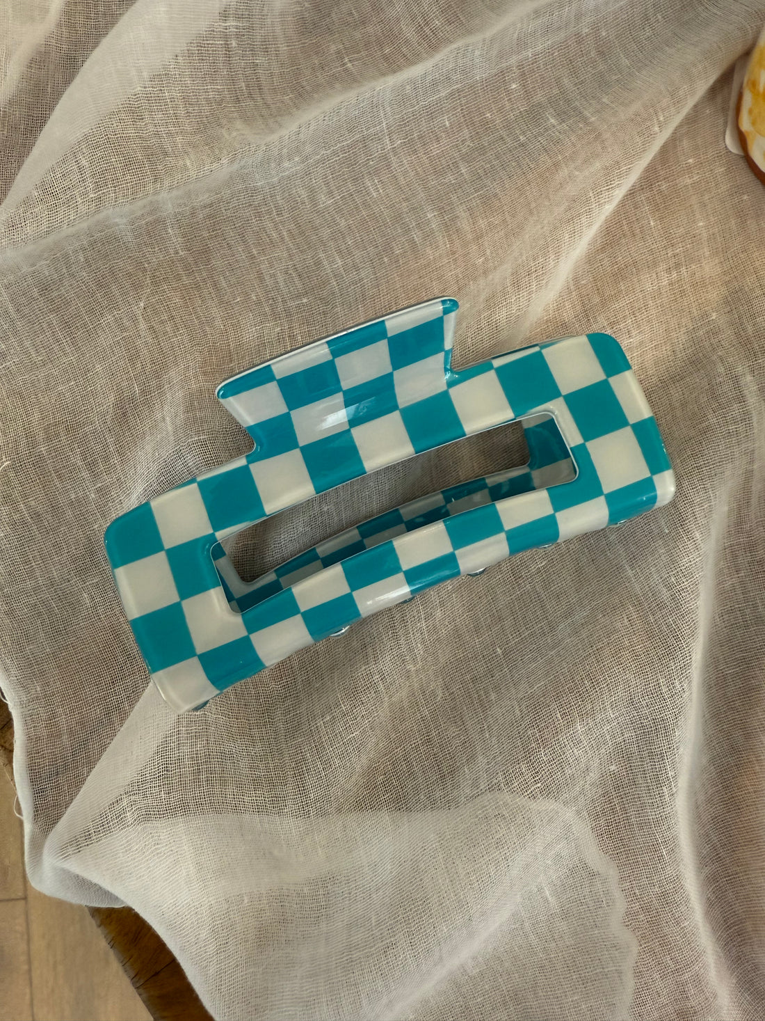 Haarklammer-blau-kariert