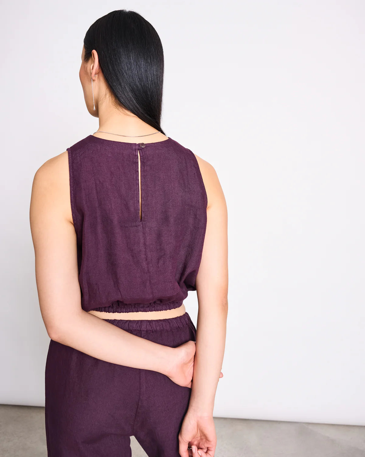 Jan ´n June - Crop Top Lupin aus Leinen in Kirschrot