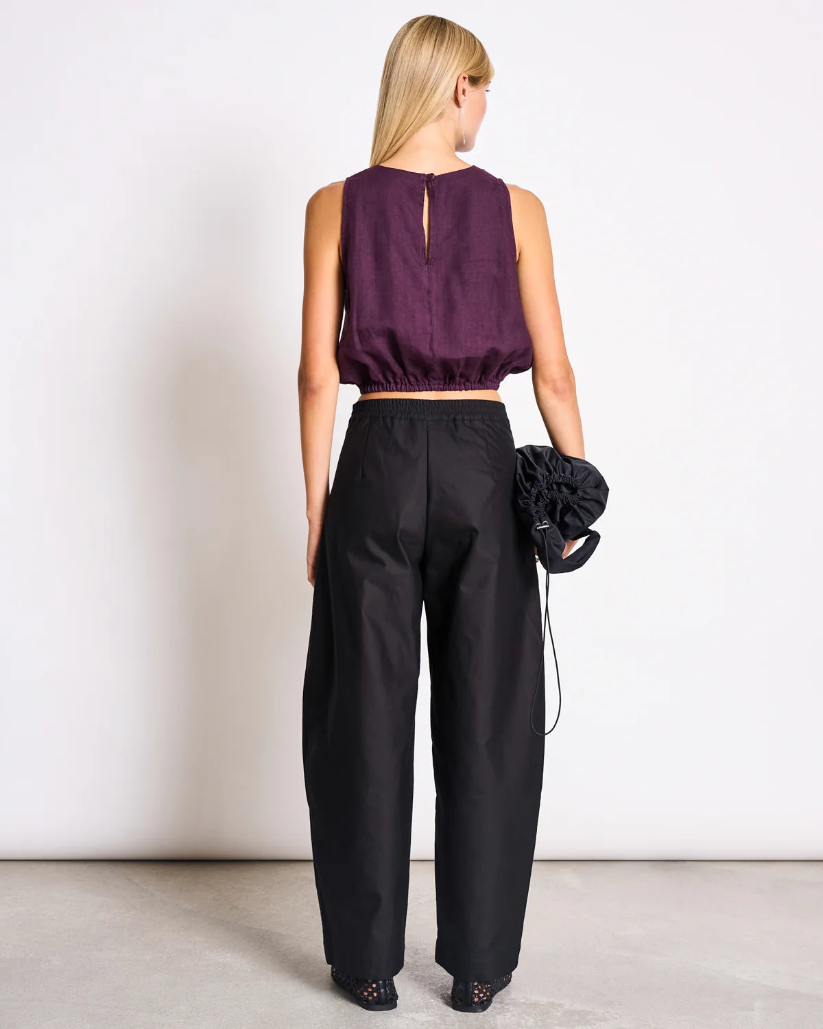 Jan ´n June - Crop Top Lupin aus Leinen in Kirschrot