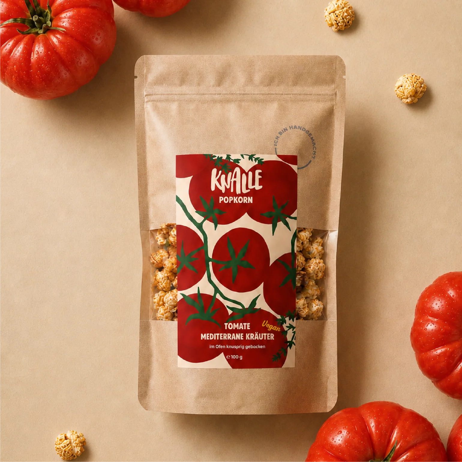 Knalle Berlin - Tomate Mediterrane Kräuter – vegan Popcorn