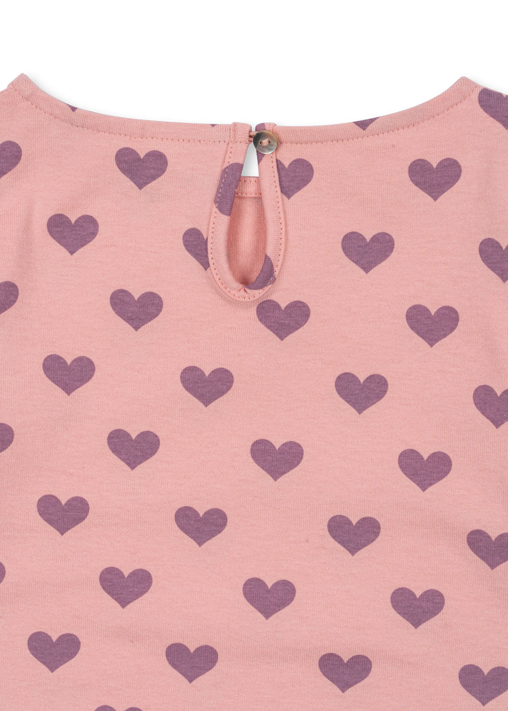 Konges Slojd - Langarmshirt aus Baumwolle für Kinder/Mädchen mit Herzen in rosa mit Knopf hinten