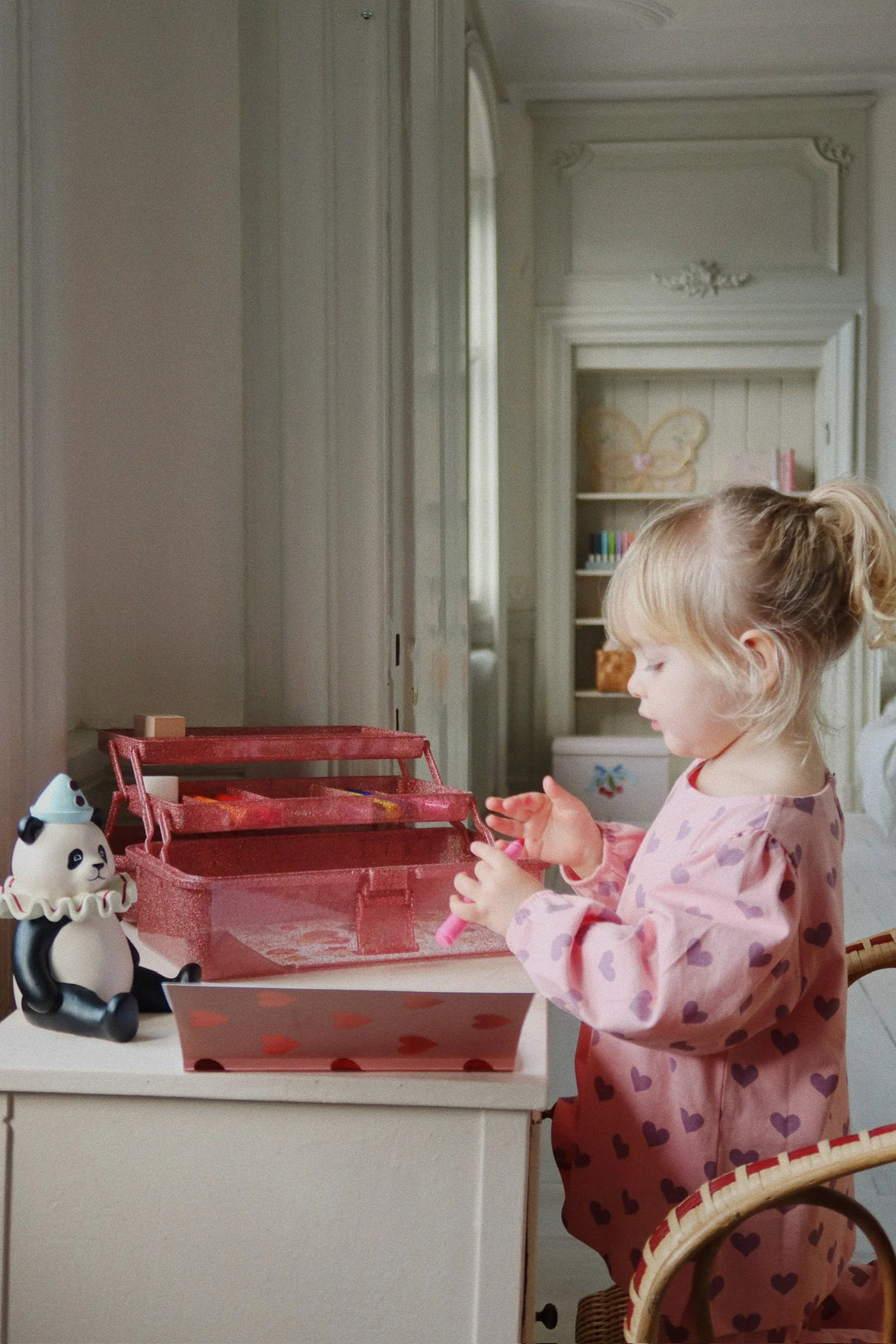 Konges Slojd - Langarmshirt aus Baumwolle für Mädchen mit Herzen in rosa