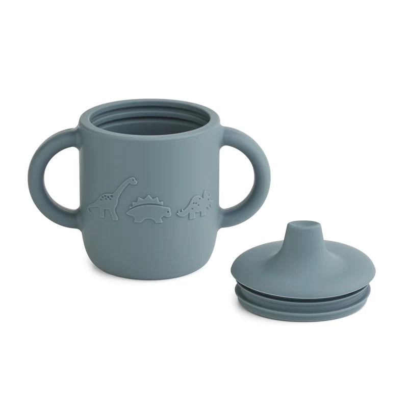 Liewood - Neil cup - Silikon Kindertasse Dino blau