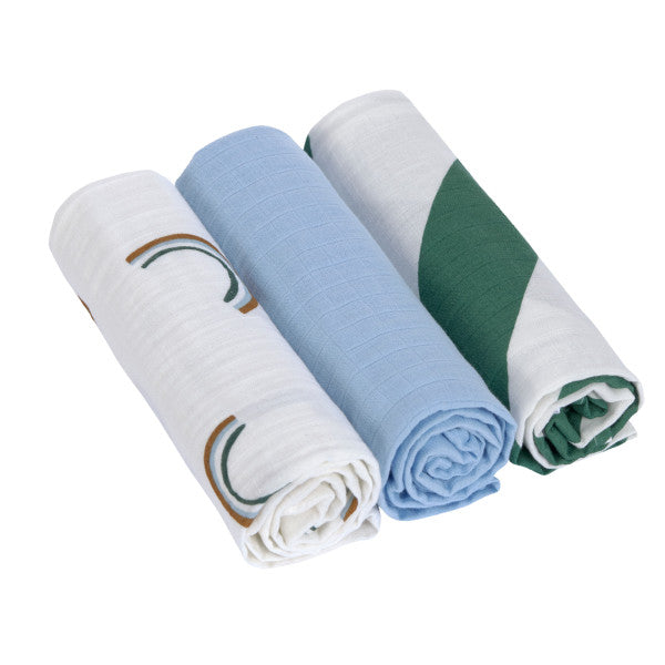Lässig - Baby Swaddle aus Biobaumwolle Regenbogen blau
