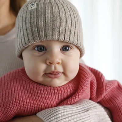Lille Toni - Baby Mütze "Emma" braun aus Merinowolle