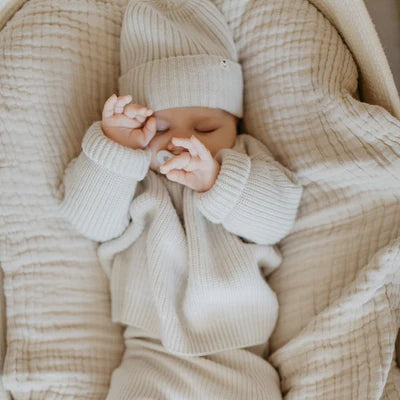 Lille Toni - Baby Pullover "Paul" beige aus Merinowolle - Newborn