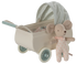 Maileg - Kinderwagen mit Babymaus mint