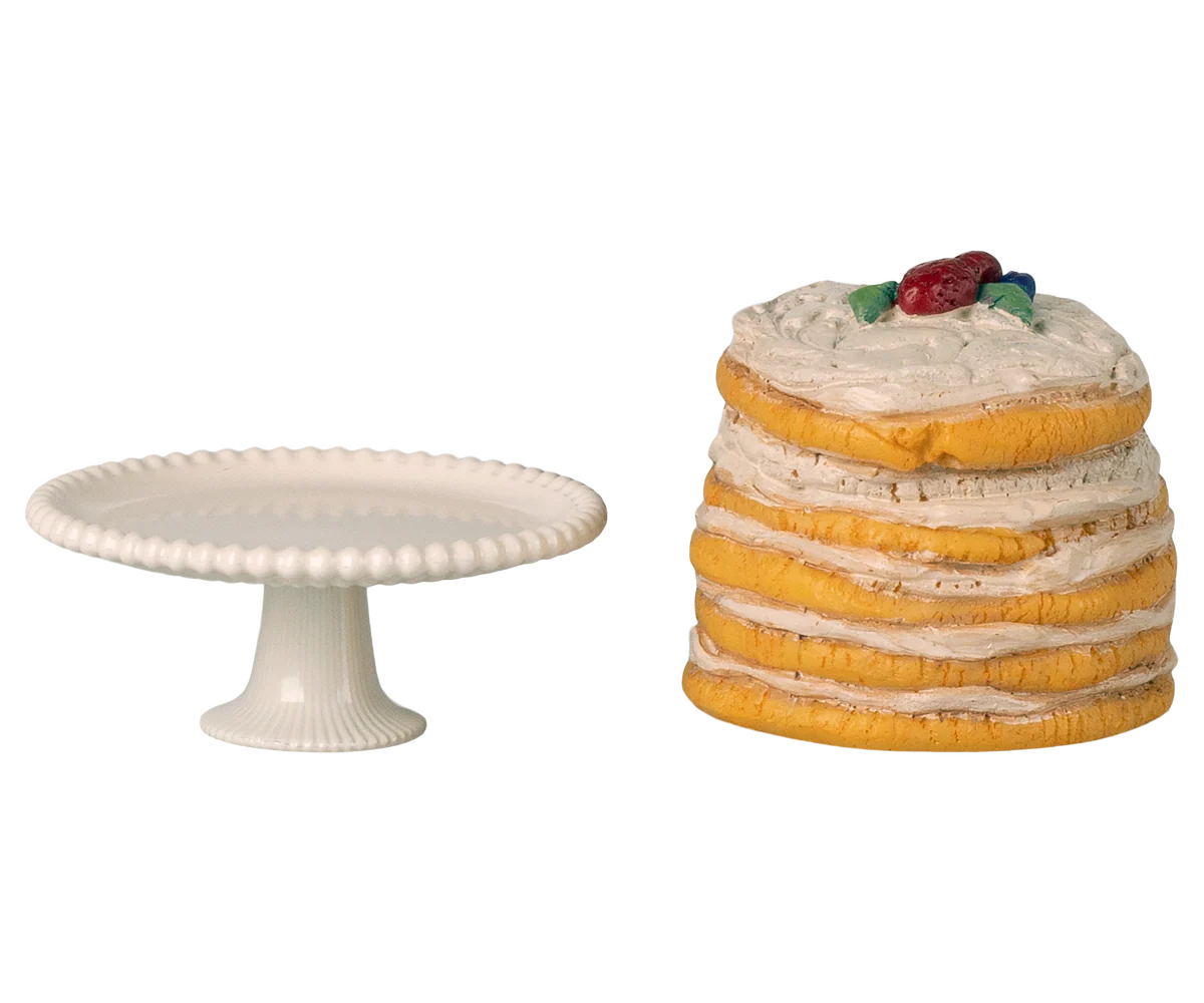 Maileg - Partykuchen und Kuchenplatte Maus weiß