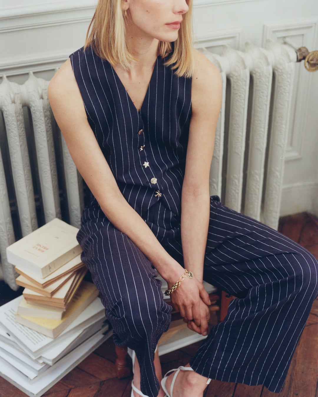 Maison Labiche Paris - Damen Hose Streifen blau weiß