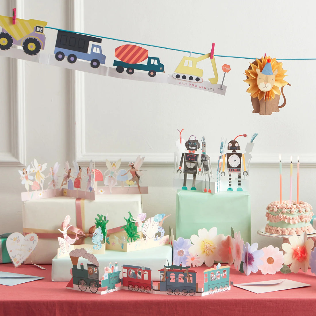 Meri Meri - Kinder Geburtstagskarte Baustellenfahrzeuge