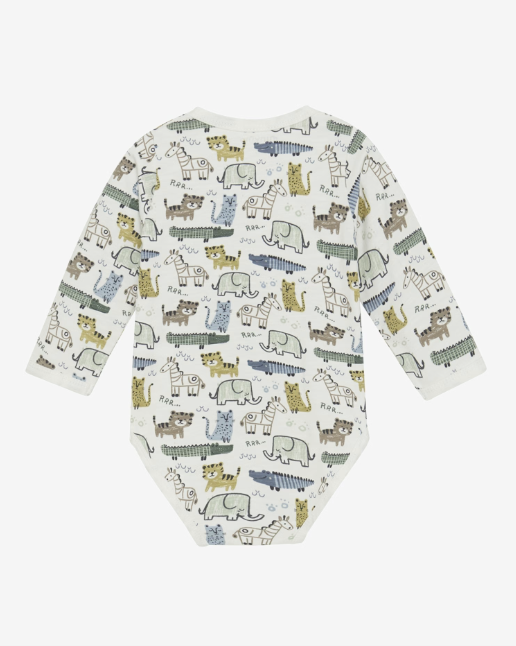 Minymo - Babybody mit Allover-Print Tiere natur