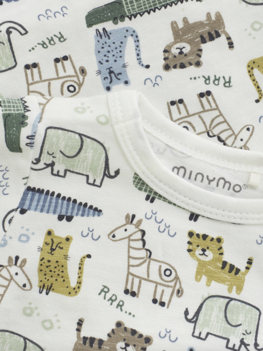 Minymo - Babybody mit Allover-Print Tiere natur