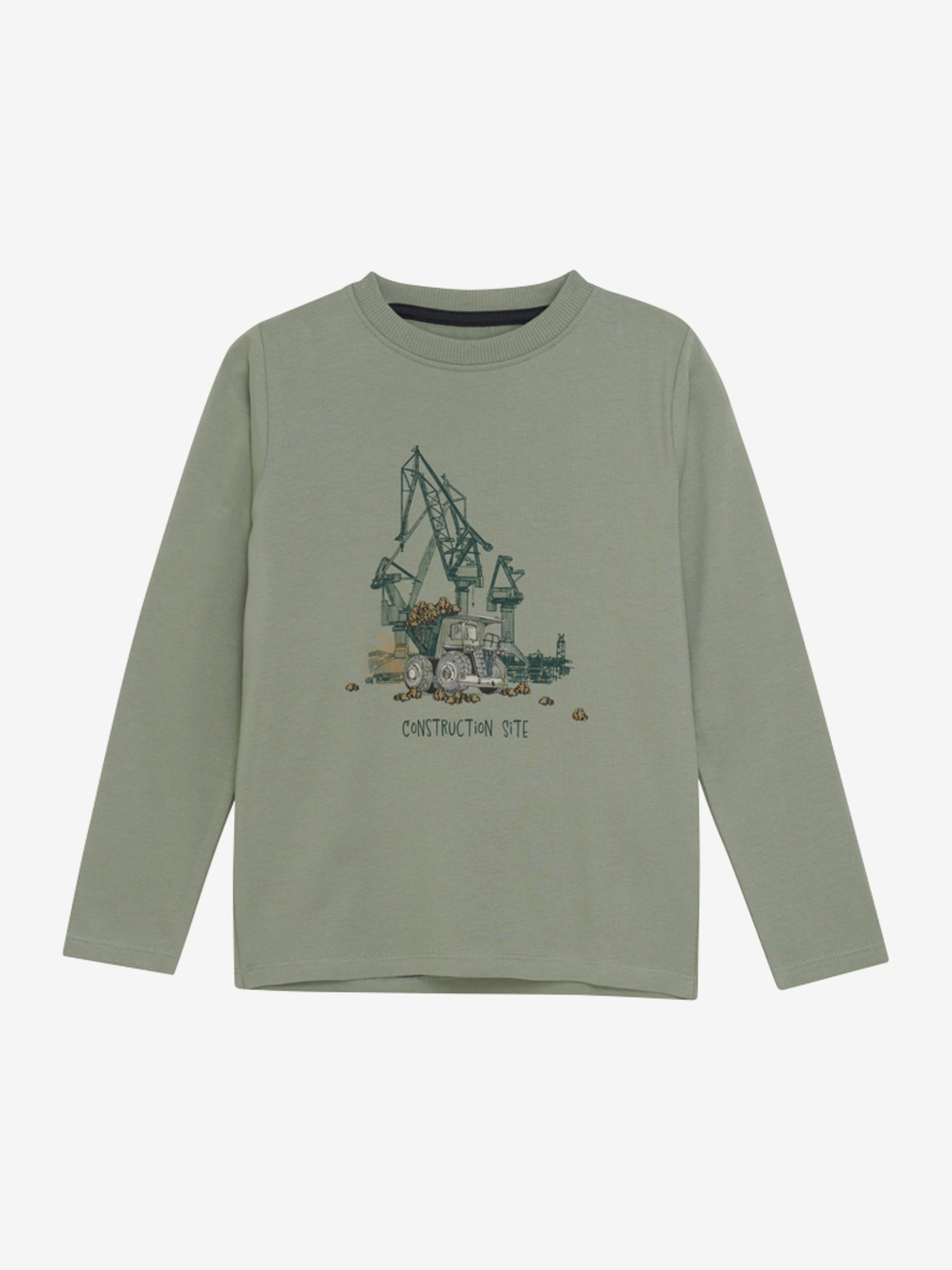 Schönes Langarm-T-Shirt mit Baustellen-Print von Minymo. Das T-Shirt ist aus einem weichen Baumwoll-Mix gefertigt