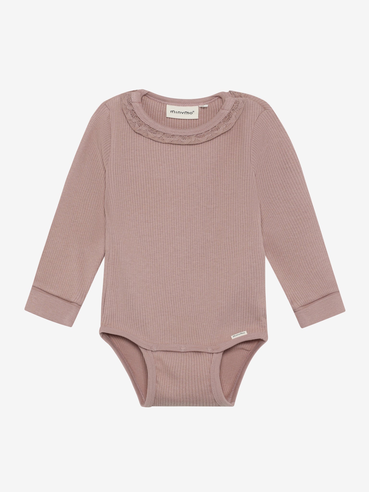Minymo - gerippter Baby Body Rosa