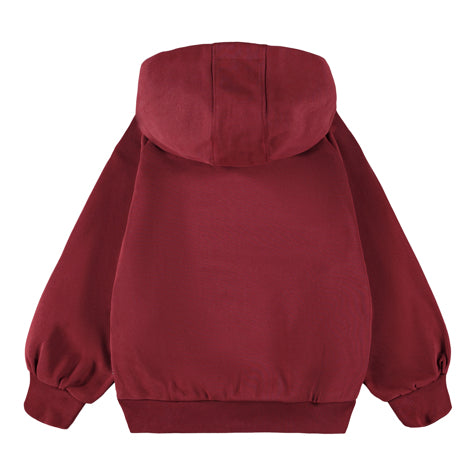 Molo - Sweatshirt für Kinder / Jungen - dunkelrot mit Flammen und Kaputze