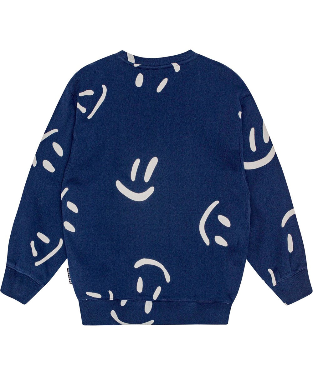 Molo - Kinder Sweatshirt Monti Smiles blau Biobaumwolle
