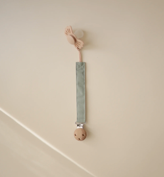 Mushie - Baby Schnullerband Leinen mint
